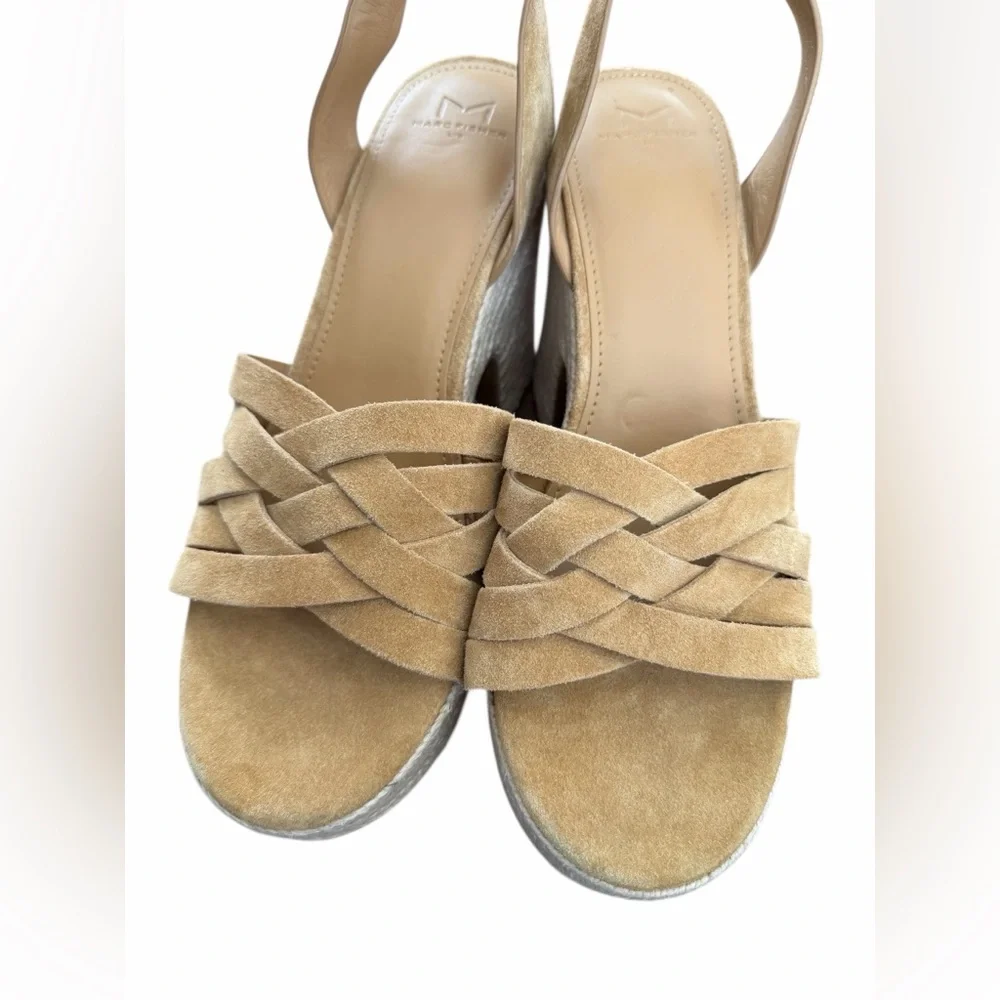 Marc Fisher Suede Braided‎ Platform Sandals - Tan